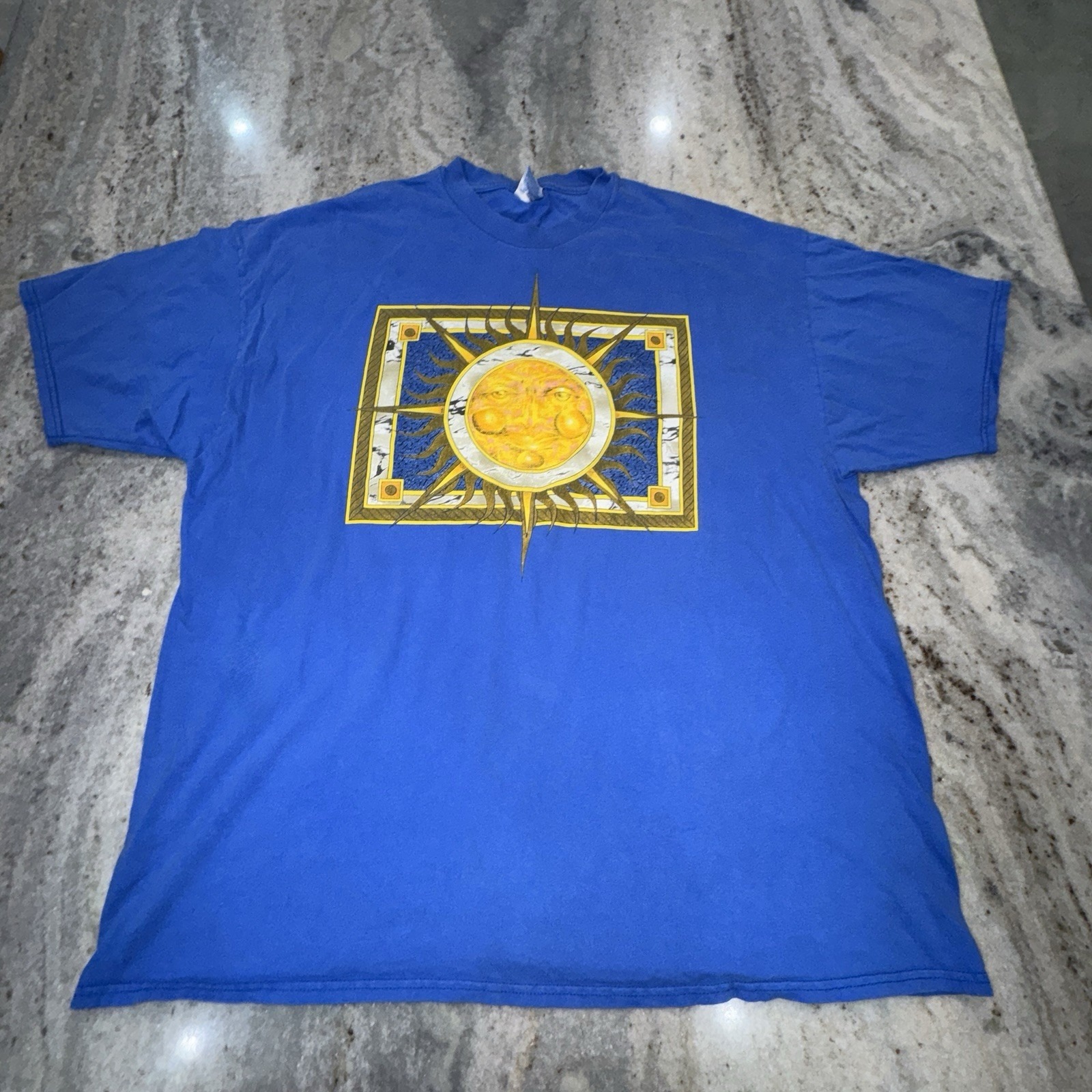 Vtg Hanes Beefy Tee Sun Moon Celestial Short Sleeve Shirt Blue Sz Mens 3xl